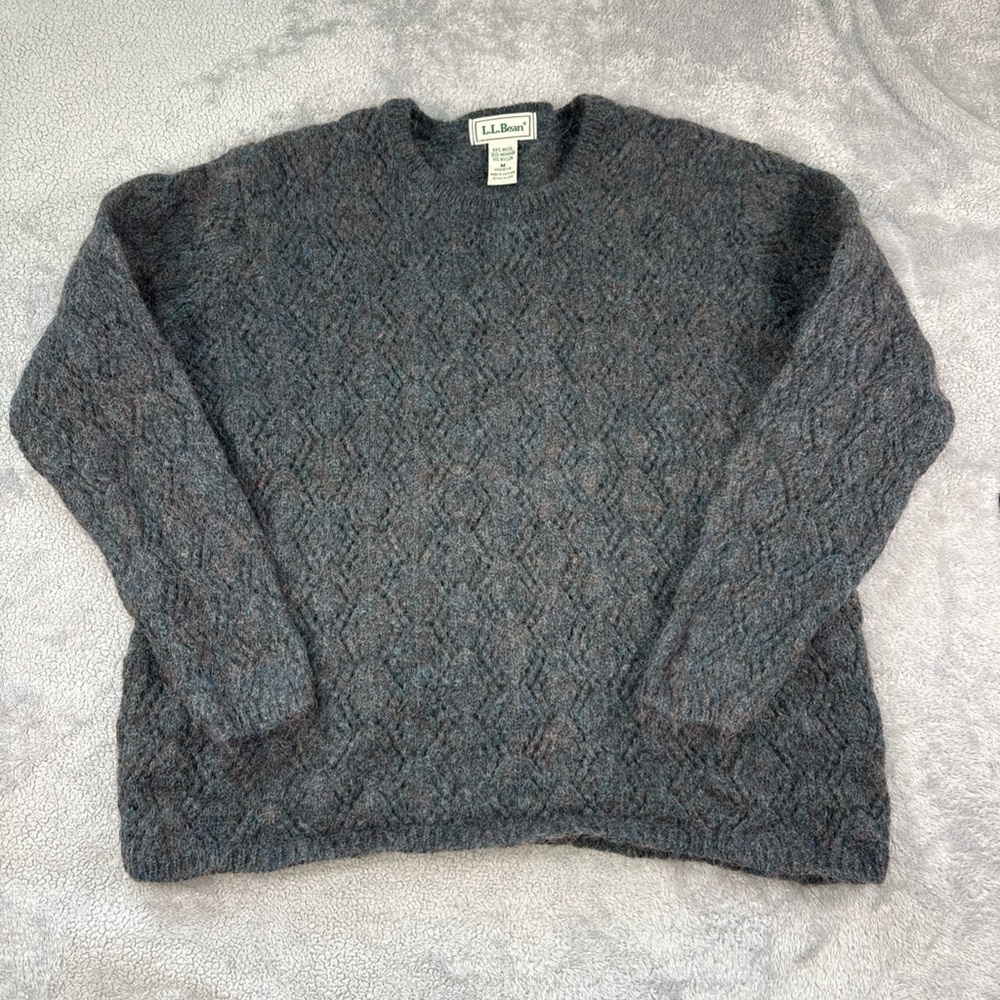 Vintage LL Bean Sweater Womens Medium Wool Mohair Knit Pullover 80s